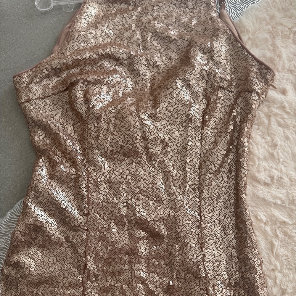 Lulus Slink and Wink Matte Rose Gold Sequin Maxi Dress- small - Picture 14 of 16